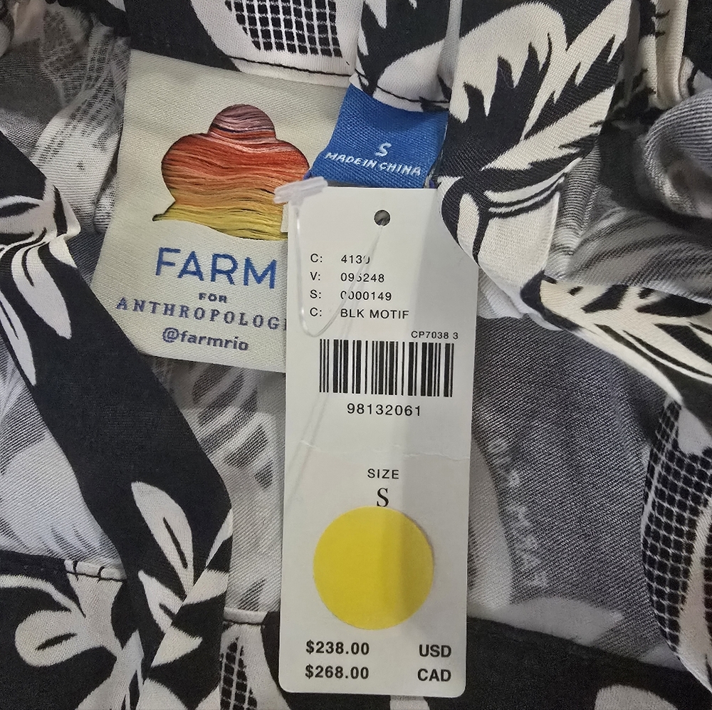 FARM Rio Black and Cream Floral Midi Dress - Picture 8 of 8